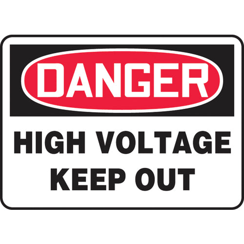 Sign, Danger High Voltage Keep Out, 10″ × 14″, Plastic - Industrial Tool & Supply