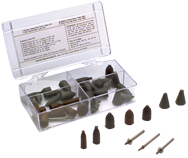 #778 Resin Bonded Rubber Kit - Point Test - Various Shapes - Equal Assortment Grit - Industrial Tool & Supply