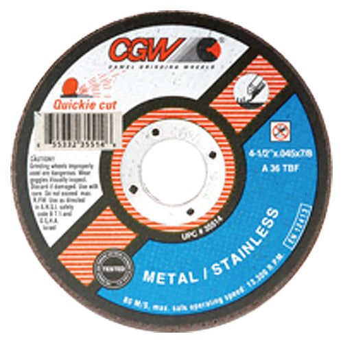 7″ × 0.045″ × 7/8″ - A36T-BF - Aluminum Oxide Reinforced Cut-Off Wheel - Industrial Tool & Supply