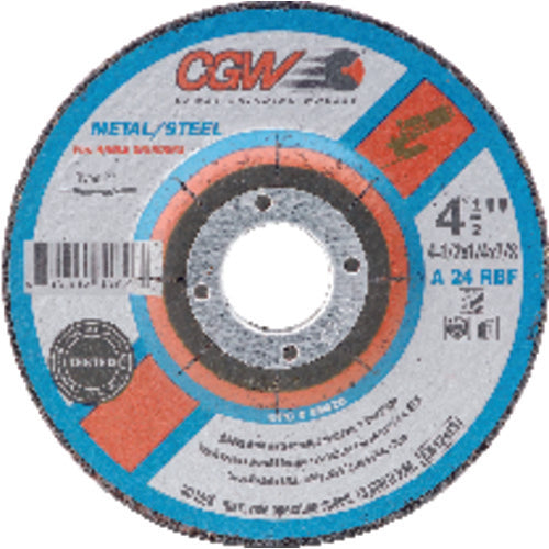 4 1/2″ × 1/8″ × 5/8″ 11 - Aluminum Oxide A24R - Depressed Center Wheel