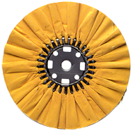 16 x 1-1/4'' (7 x 8'' Flange) - Cotton Treated - Stiff Yellow Sheeting for Non-Ferrous Metals Ventilated Bias Buffing Wheel - Industrial Tool & Supply