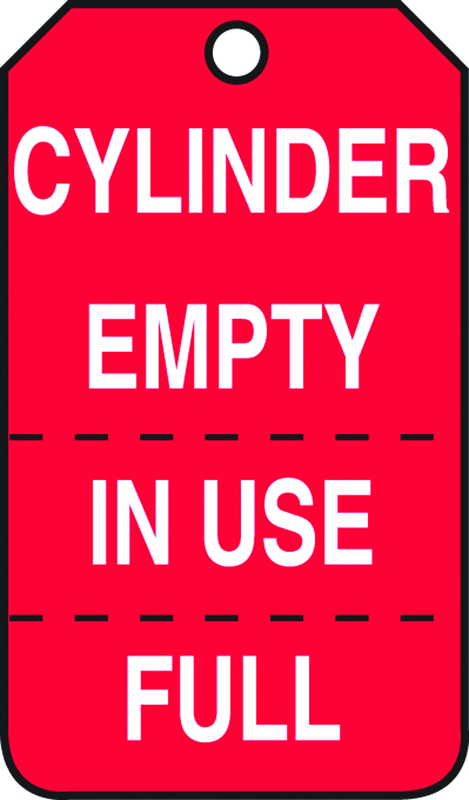 Cylinder Tag, Cylinder Empty, In Use, Full (Perforated), 25/Pk, Plastic - Industrial Tool & Supply