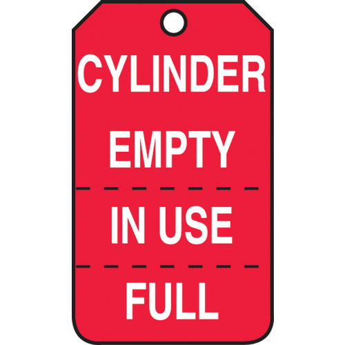 Cylinder Tag, Cylinder Empty, In Use, Full (Perforated), 25/Pk, Cardstock - Industrial Tool & Supply