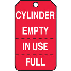 Cylinder Tag, Cylinder Empty, In Use, Full (Perforated), 25/Pk, Cardstock - Industrial Tool & Supply