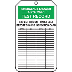 Inspection Record Tag, Emergency Shower & Eye Wash Test Record, 25/PK, Cardstock - Industrial Tool & Supply