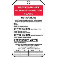Fire Extinguisher Tag, Recharge & Inspection Record, 25/Pk, Cardstock - Industrial Tool & Supply