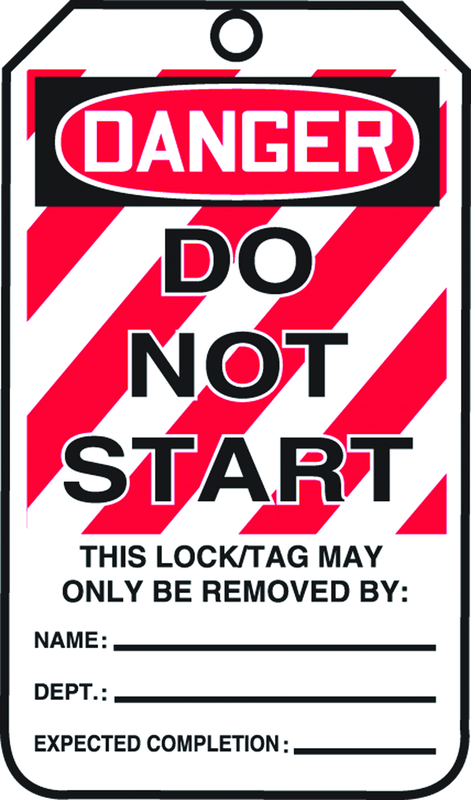 Lockout Tag, Danger Do Not Start, 25/Pk, Plastic - Industrial Tool & Supply