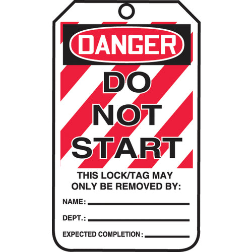 Lockout Tag, Danger Do Not Start, 25/Pk, Cardstock - Industrial Tool & Supply