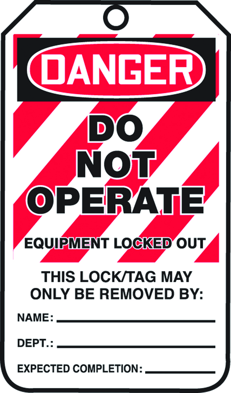 Lockout Tag, Danger Do Not Operate Equipment Locked Out, 25/Pk, Plastic - Industrial Tool & Supply