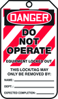 Lockout Tag, Danger Do Not Operate Equipment Locked Out, 25/Pk, Laminate - Industrial Tool & Supply