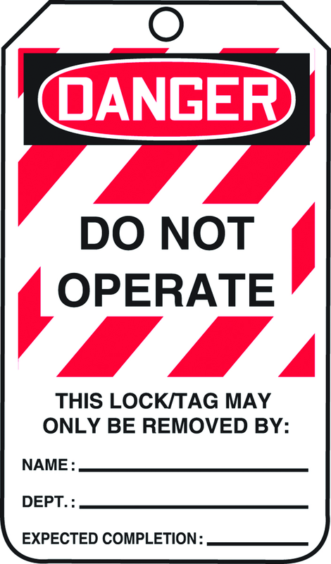 Lockout Tag, Danger Do Not Operate, 25/Pk, Laminate - Industrial Tool & Supply