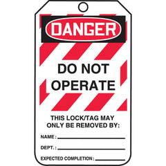 Lockout Tag, Danger Do Not Operate, 25/Pk, Cardstock - Industrial Tool & Supply