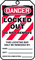 Lockout Tag, Danger Locked Out, 25/Pk, Plastic - Industrial Tool & Supply