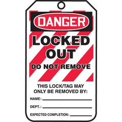Lockout Tag, Danger Locked Out, 25/Pk, Cardstock - Industrial Tool & Supply