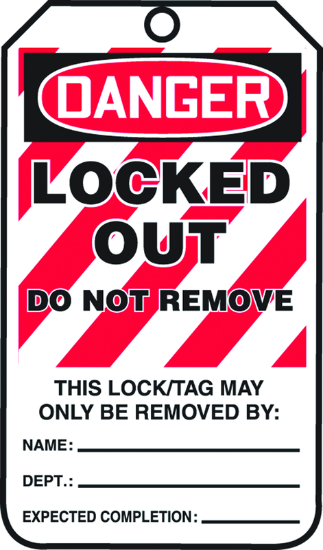 Lockout Tag, Danger Locked Out, 25/Pk, Laminate - Industrial Tool & Supply