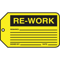 Production Control Tag, Re-Work, 25/Pk, Cardstock - Industrial Tool & Supply