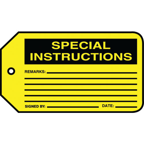 Production Control Tag, Special Instructions, 25/Pk, Cardstock - Industrial Tool & Supply