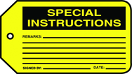 Production Control Tag, Special Instructions, 25/Pk, Plastic - Industrial Tool & Supply