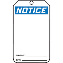 Safety Tag, Notice (Blank), 25/Pk, Cardstock - Industrial Tool & Supply