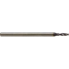 1.50 mm Dia. × 3.0 mm Shank × 6 mm Flute Length × 45 mm OAL, 2xD, 142°, ALtimaÂ, 2 Flute, Coolant Thru, Solid Carbide Drill