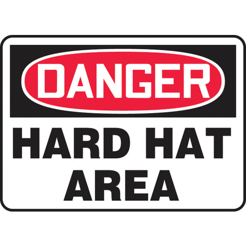 Sign, Danger Hard Hat Area, 10″ × 14″, Aluminum - Industrial Tool & Supply