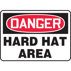 Sign, Danger Hard Hat Area, 10″ × 14″, Vinyl - Industrial Tool & Supply