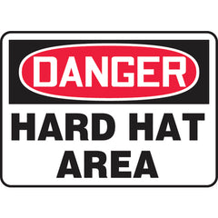 Sign, Danger Hard Hat Area, 7″ × 10″, Aluminum - Industrial Tool & Supply