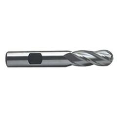 3/16'' Dia. - 2-3/8'' OAL - Uncoated M-42 Cobalt - Ball End SE EM - 4 FL - Industrial Tool & Supply