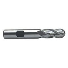 1/4'' Dia. - 2-7/16'' OAL - Uncoated M-42 Cobalt - Ball End SE EM - 4 FL - Industrial Tool & Supply