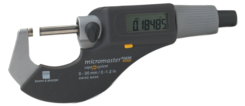 1 - 2" / 25 - 50mm Measuring Range - .0002 Accur. - Friction Thimble - Carbide Face - Micromaster Electronic Outside Micrometer - Industrial Tool & Supply