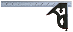 #C434-12-16R - 12'' - 16R Graduation - Chrome Blade - 4 Piece Combination Square Set - Industrial Tool & Supply