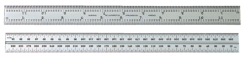 #CB12-4R - 12'' - 4R Graduation - Chrome - Combination Square Blade - Industrial Tool & Supply