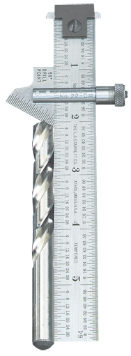 #22C - 6" Length; 59° Bevel Head (Graduation in 32nds) - Drill Point Gage - Industrial Tool & Supply