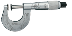 #256MRL-25 -  0 - 25mm Measuring Range - .01mm Graduation - Ratchet Thimble - High Speed Steel Face - Disc Micrometer - Industrial Tool & Supply