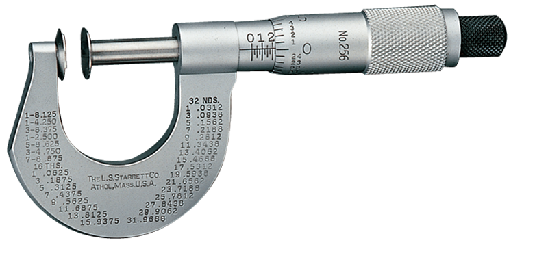 #256MRL-50 -  25 - 50mm Measuring Range - .01mm Graduation - Ratchet Thimble - High Speed Steel  Face - Disc Micrometer - Industrial Tool & Supply