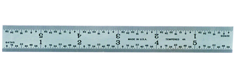 #C604RE-6 - 6" Long - 4R Graduation - 3/4'' Wide - Spring Tempered Chrome Scale - Industrial Tool & Supply