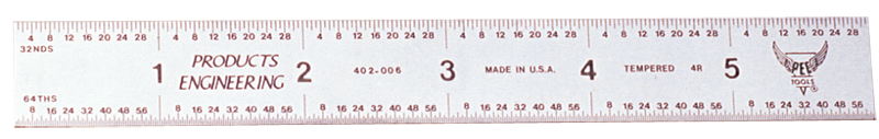 #501-006CT - 6'' Long - 5R Graduation - 1/2'' Wide - Certified Flexible Rule - Industrial Tool & Supply