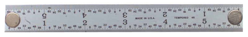 #402-036MG - 36'' Long - 4R Graduation - 1-1/4'' Wide - Rigid Magnet Rule - Industrial Tool & Supply