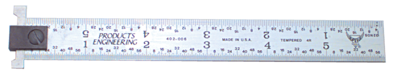 #402-H18 - 18'' Long - 4R Graduation - 1-1/8'' Wide - Hook Rule - Industrial Tool & Supply