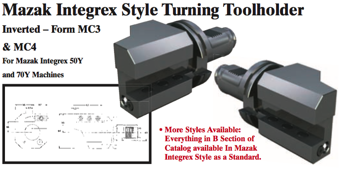 Mazak Integrex Style Turning Toolholder (Inverted Ð Form MC4 Left Hand) - Part #: CNC86 M34.5025L (Bottom) - Industrial Tool & Supply