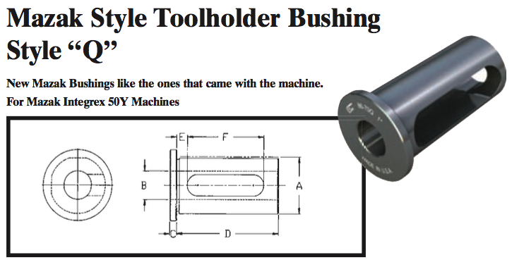 Mazak Style "Q" Toolholder Bushing  - (OD: 2" x ID: 1/2") - Part #: CNC 86-70Q 1/2" - Industrial Tool & Supply