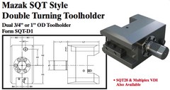 Mazak SQT Style Double Turning Toolholder (Dual 3/4Ó or 1Ó OD Toolholder Form SQT-D1) - Part #: SQT41.1525 - Industrial Tool & Supply
