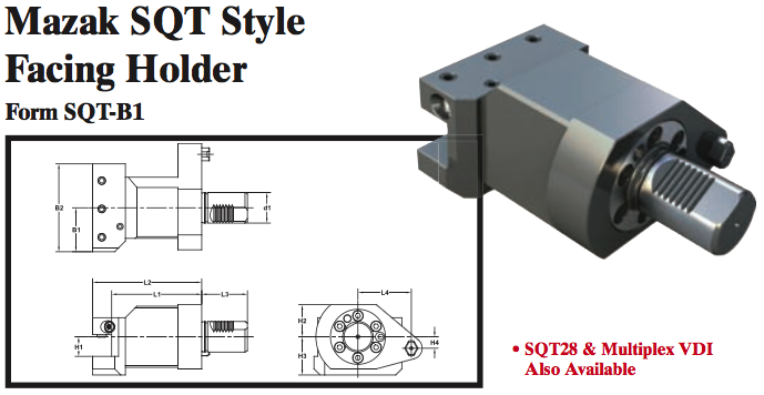 Mazak SQT Style Facing Holder (Form SQT-B1) - Part #: SQT21.1020 - Industrial Tool & Supply