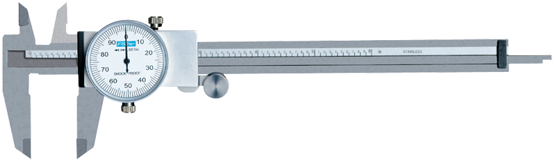 0 - 4'' Measuring Range (.001" Grad.) - Shockproof Steel Dial Caliper - #52-008-714 - Industrial Tool & Supply