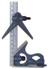#7125-150 - 150mm - Metric Graduation - Regular Blade - 3 Piece Combinatioin Square Set - Industrial Tool & Supply
