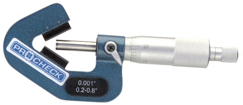 .2 - 1'' Measuring Range - .001 Graduation - Ratchet Thimble - High Speed Steel Face - 5-Flute V-Anvil Micrometer - Industrial Tool & Supply