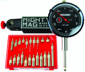 Kit Contains: 1" Procheck Indicator; Mighty Mag Base; And 22 Piece Contact Point Kit - Economy Indicator/Magnetic Base Set - Industrial Tool & Supply