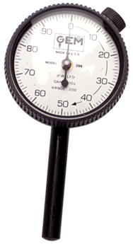.200 Total Range - 0-100 Dial Reading - Back Plunger Dial Indicator - Industrial Tool & Supply