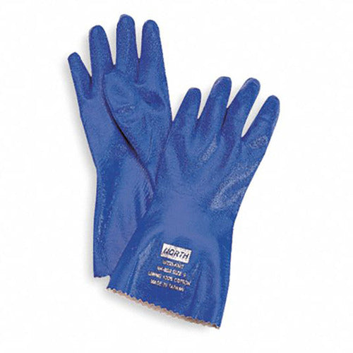 ‎Size 7-Nitri-Knit - dipped nitrile glove - interlock knitted liner - 12″ (30cm) - rough grip - blue. 12 pairs per bag, 12 bags per case. - Industrial Tool & Supply