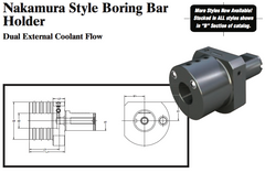 Nakamura Style Boring Bar Holder (Dual External Coolant Flow) - Part #: NK52.5012 - Industrial Tool & Supply